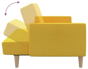 Canapea extensibila cu 2 locuri, galben, material textil Galben, Fara suport de picioare