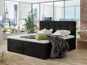 Pat matrimonial Boxspring Kennedy (180x200) (piele ecologică Soft 011 (Negru)). 1059313