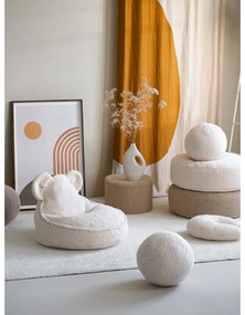 Fotoliu puf pentru copii crem cu tapițerie din țesătură bouclé Bear – Wigiwama