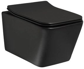 Toaletă Tinos BLM neagră, montată pe perete, fără ramă