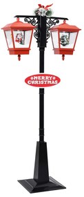 vidaXL Felinar stradal cu moș crăciun, negru/roșu, 81x40x188 cm pvc