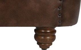 Canapea vintage 2 locuri din piele naturală maro închis, „Chesterfield"