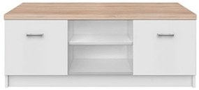 Comoda TV 2D, PAL melaminat, alb/stejar sonoma, TOPTY