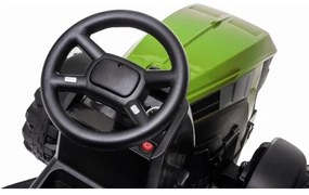 Tractor electric cu remorcă, pentru copii 2x30W/7000 mAh negru/verde + telecomandă
