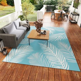 Outsunny Covor outdoor reversibil robust rezistent la intemperii cu geantă de transport ancore pentru sol 274 x 182 cm Hellblau+Weiß | Aosom Romania