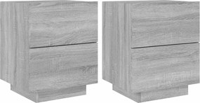 vidaXL Noptiere cu lumini LED, 2 buc., sonoma gri, lemn prelucrat