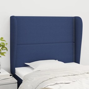 3117796 vidaXL Tăblie de pat cu aripioare, albastru, 83x23x118/128 cm, textil