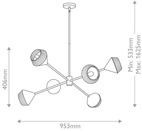 Alora Mood ALM-DAPHNE6-MB - Lustră DAPHNE cu tijă 6xE14/40W/230V