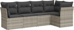 vidaXL Set canapele de grădină cu perne, 5 piese gri deschis poliratan