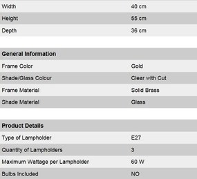 Aplica eleganta design LUX Budapest, auriu WA 2-689/3 gold/411 klar-Schliff OR