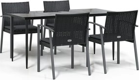 vidaXL Set mobilier de grădină cu perne, 5 piese, poliratan și oțel