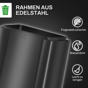 HOMCOM Coș de Gunoi cu 3 x 15L compartimente, capac de deodorant, protecție împotriva amprentelor, închidere moale, detașabil, negru | Aosom Romania