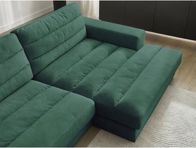 Colțar verde cu tapițerie din catifea (cu colț pe partea dreaptă/cu șezlong) Sierra – Bobochic Paris