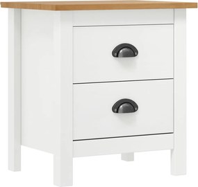 vidaXL Noptieră Hill, alb, 46x35x49,5 cm, lemn masiv de pin
