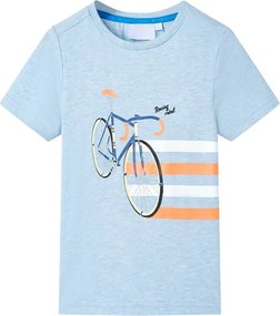 vidaXL Tricou pentru copii, albastru deschis melanj, 128