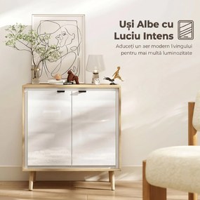 HOMCOM Dulap Modern cu 2 Uși și Raft Reglabil 72x35x77cm Alb și Stejar | Aosom Romania