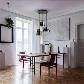 Lustra cu 3 pendule din metal negru cu auriu Vulcano