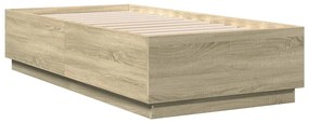 3209760 vidaXL Cadru de pat, stejar sonoma, 75x190 cm, lemn prelucrat