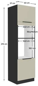 Dulap înalt pentru cuptor încorporat și cuptor cu microunde Arikona 60 DPM 210 2F (cashmir + negru . 1097070