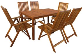 Set mobilier de exterior, 7 piese, lemn masiv de acacia