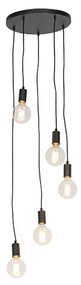 Lampă suspendată modernă neagră 35 cm 5 lumini - Facil