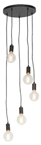 Lampă suspendată modernă neagră 35 cm 5 lumini - Facil