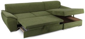 Colțar Extensibil PICASSO, cu ladă de depozitare, variante stânga/dreapta 300x170x80 cm, Verde-Enjoy / Dreapta