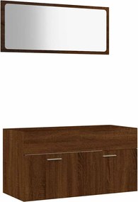vidaXL Set mobilier de baie, 2 piese, stejar maro, lemn prelucrat