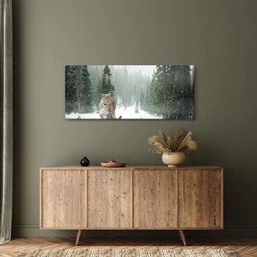 Tablou cu leopard în zăpadă (120x50 cm)