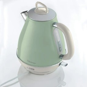 Fierbător electric VINTAGE 2869/04, 2000W, 1,7 l, Filtru detașabil, Fereastră de apă, 360C bază fără fir, Verde