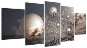 Tablou abstractă - bile gri (150x70cm)