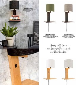Lampadar din bambus si abajur din tesatura in, Andes negru/ in deschis