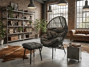 Scaun de gradina AURELO cu taburet, neagra