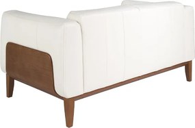 Canapea 2 locuri eleganta tapitata in piele alba, design LUX Arawan