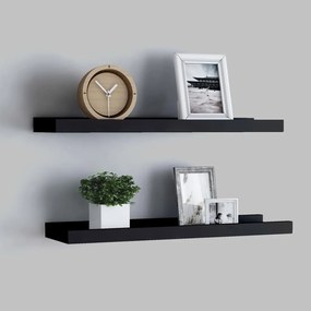 vidaXL Rafturi rame foto cu bordură, 2 buc., negru, 40 x 9 x 3 cm, MDF