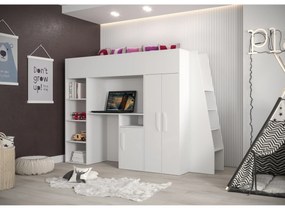 Pat pentru copii combinat 90 cm Puro 15 (alb mat + alb lucios + mânere albe). 1087098