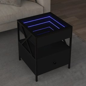 847717 vidaXL Măsuță de cafea cu LED infinity, negru, 40x40x51 cm