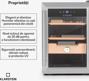 Klarstein El Presidente 37, Humidor pentru trabucuri, 37L,   2 sertare, 1 compartiment din lemn de cedru