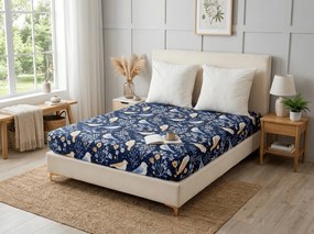 Cearsaf din microfibra DENIM BIRDS albastru 180x200 cm