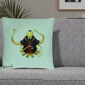 Perna Personalizata Assassination Classroom Koro-sensei, 40x40 cm, Verde Menta, Husa Detasabila, Perna Inclusa, BEKZ®