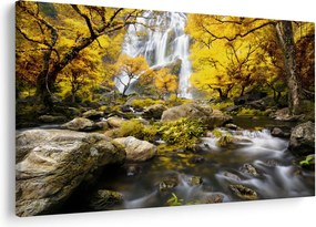 Tablou - Cascade în peisaj de toamnă, galben (90x60 cm)