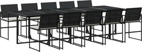 vidaXL Set mobilier de exterior cu perne, 11 piese, negru, poliratan