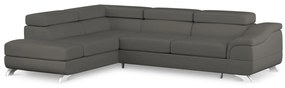 Coltar extensibil Onyx, colt pe partea stanga cu tapiterie din piele ecologica, gri