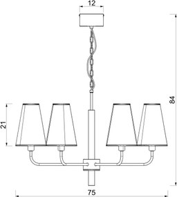 Candelabru cu lanț TORTOLA 6xE14/15W/230V bej