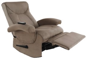 Fotoliu relaxant, cu funcţie electrică de vibraţie, textil gri maronie, SUAREZ