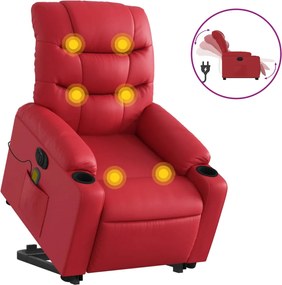 vidaXL Fotoliu electric masaj rabatabil cu ridicare, roșu