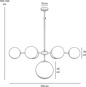 Candelabru din alama cu sfere albe din sticla Musa