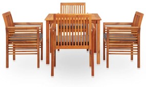 278902 vidaXL Set mobilier de exterior cu perne 5 piese, lemn masiv de acacia