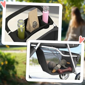 PawHut Cărucior Pliabil pentru Câini cu Suport pentru Pahare și Coș, din Oțel și Poliester, 75x45x97 cm, Gri Închis | Aosom Romania