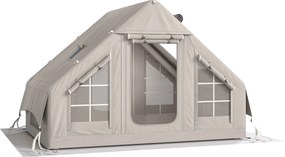 Outsunny Cort gonflabil 5–8 persoane, montare rapidă, 8000 mm impermeabil și rezistent la vânt cu pompă, racord pentru sobă, fereastră de acoperiș | Aosom Romania